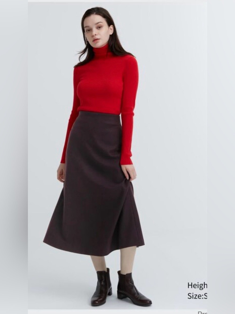 NWT Uniqlo Brushed Jersey Flared Skirt In Wine , size Large